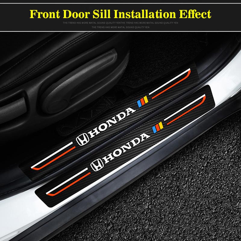 Product Introduction of Thích Hợp Cho Honda City Accord CR-V Jazz Fit Odyssey Brio Bezal Wr-V, Bàn Đạp Cửa, Dải Bệ Cửa, Miếng Dán Trang Trí Xe Hơi Bằng Da Họa Tiết Sợi Carbon Nhãn Dán 7