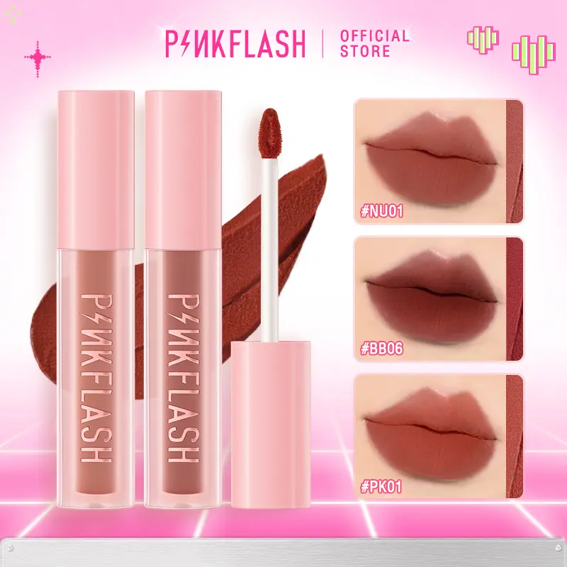 PINKFLASH # PinkSweetie Đất Sét Môi Lì Nhung Mềm Mại Lì Nhẹ Bùn Môi Sắc Tố Cao Cho Môi & Má 30g 1pcs