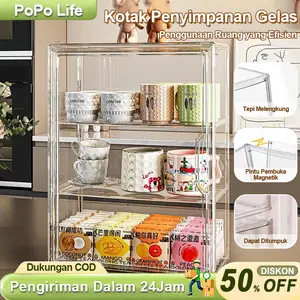 【COD】Rak Serbaguna / Rak Penyimpanan Transparan Anti Debu / Lemari Penyimpanan Desktop Minimalis / Kotak Penyimpanan Cangkir & Toples / Rak Penyimpanan Akrilik Multilapis / Kotak Penyimpanan Kosmetik
