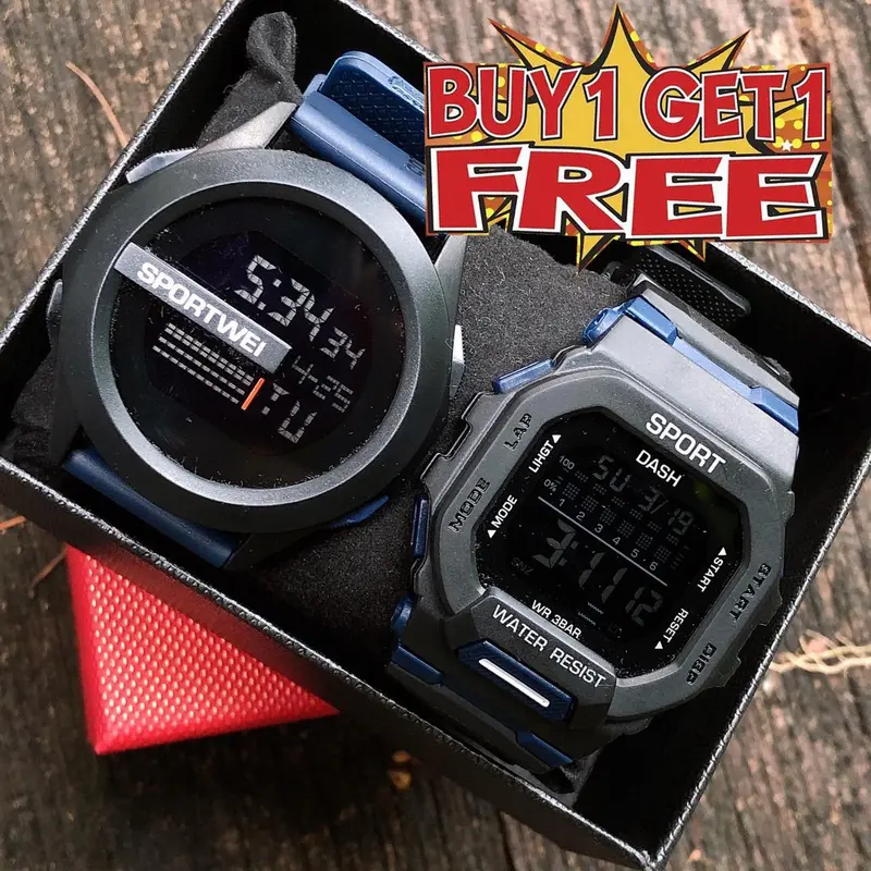 Đồng Hồ Kỹ Thuật Số Chronograph Chính Hãng Cho Nam, Mua 1 Tặng 1, Chống Nước, Miễn Phí Vận Chuyển, Đồng Hồ Thể Thao Đa Năng LED, Thích Hợp Cho Nam 1