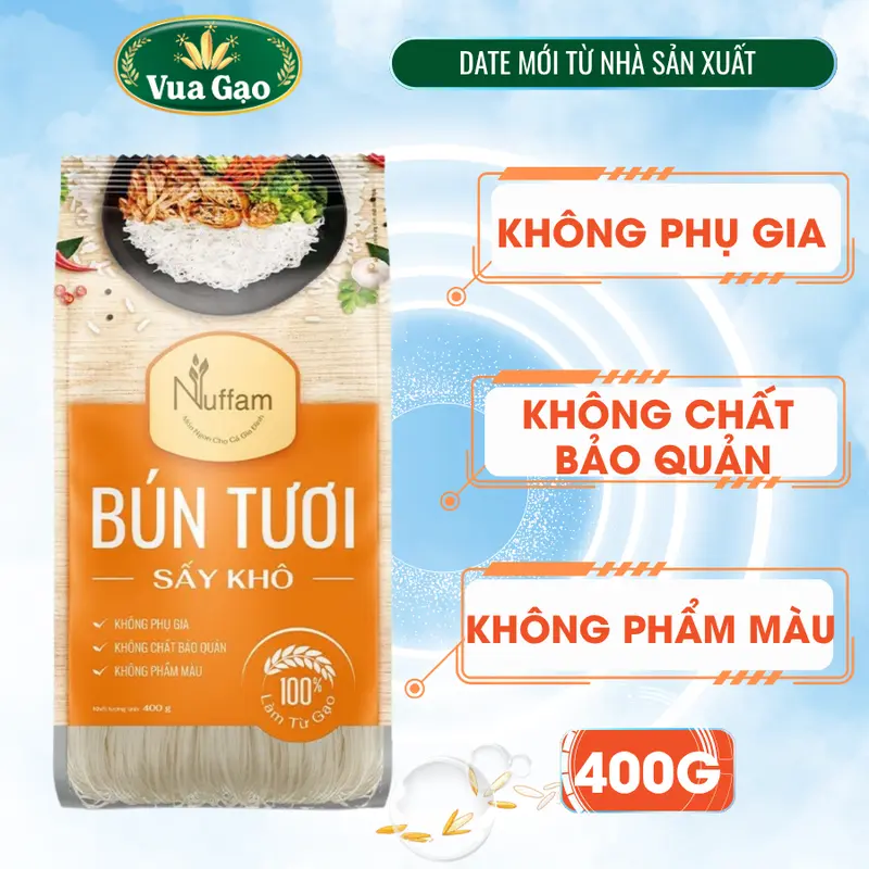 Bún Tươi Sấy Khô 400gr - Chính Hãng Nuffam - Thơm Ngon, Làm Hoàn Toàn Từ Gạo 0