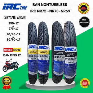 Paket Ban Motor IRC NR 72 250-17 Dan 275-17 atau 70/90-17 Dan 80/90-17 Tube Type Ring 17 Supra Revo Jupiter Vega Karisma