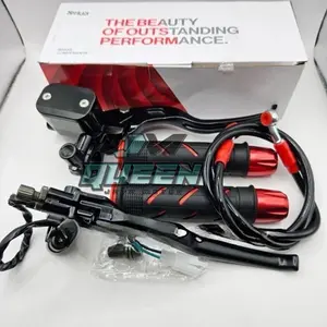 ￼Paket 4in1 Master Rem Tabung Tipe Kotak + Handgrip Sisik + Jalu Stang Cnc + Selang Rem 95cm Universal Semua motor