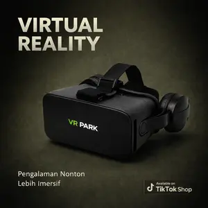 VRPARK Kacamata VR 360° dengan Headphone & Lensa Fokus Adjustable untuk Nonton Film 3D & Game VR di Smartphone 4.5-6 Inci Material ABS Tahan Lama Desain Ergonomis Ringan