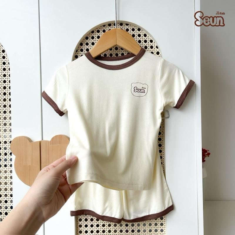 | SEUNKIDS | Bộ cộc tay cho bé trai bé gái cotton lụa mát lạnh 8kg đến 35kg bộ mặc nhà set mặc nhà đồ bộ cho bé set đồ bé gái