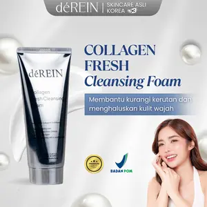 DEREIN Collagen Fresh Cleansing Foam 180g- Ekstra Kolagen Melembabkan Mencerahkan Kulit Kusam Kering