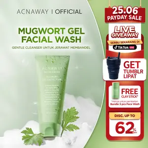 ACNAWAY Mugwort Gel Facial Wash Cleanser Acne Friendly Face Wash - Sabun Cuci Muka untuk Kulit Berjerawat & Sensitif Membersihkan Kotoran & Mencerahkan with Mugwort + Centella + Panthenol