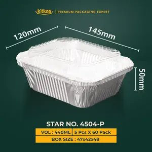 Kitkan Aluminium Foil Tray 4504-P 440ml Kotak Panjang Loyang Foil Cake Wadah Bakery Catering Food Grade Tebal Tidak Mudah Penyok