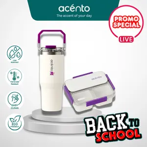(BUY ONE GET ONE HARGA MIRING SPECIAL LIVE) Acento Tumbler 900ml dan Lunch Box 1200ml Untuk Bekal Makanan Sekolah Piknik Keluarga Wadah Makanan Kotak Bekal Perlengkapan Makanan