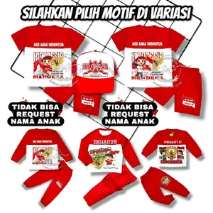 Setelan Kaos Anak Kemerdekaan MERAH PUTIH untuk Anak Laki - Cowo Usia 1-10 Tahun Laki-Laki Katun Motif Fashion Anak-Anak Parsel