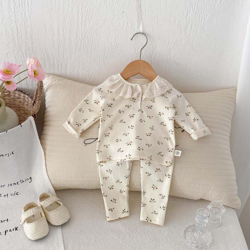 Bộ Đồ Bé Gái Sơ Sinh, INS, Phong Cách Mùa Thu Sớm, Đồ Trang Trí Ren Họa Tiết Hoa Đơn Giản, Áo Dài Tay Màu Mơ, Quần, Quần Áo Trẻ Em, Thích Hợp Cho 0-3 Tuổi