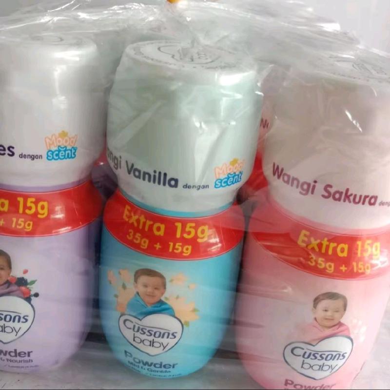 Cussons Bedak Bayi 35g+15g - Paket Isi 6 Pcs - Powder, Wajah Kulit Ruam Sensitif 3