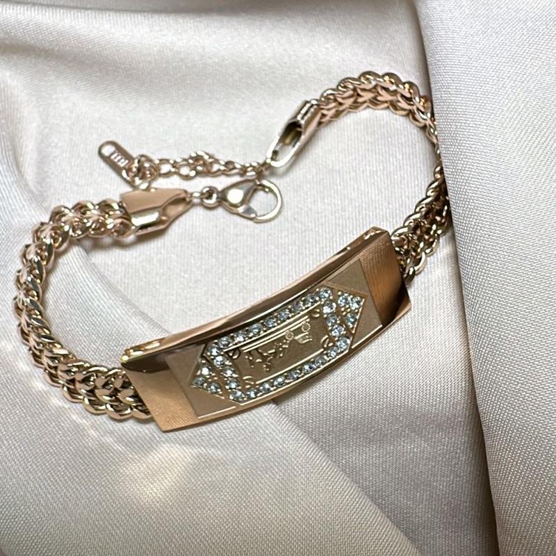 Gelang Rantai Plat Warna Rosegold Aksesoris Fashion 6