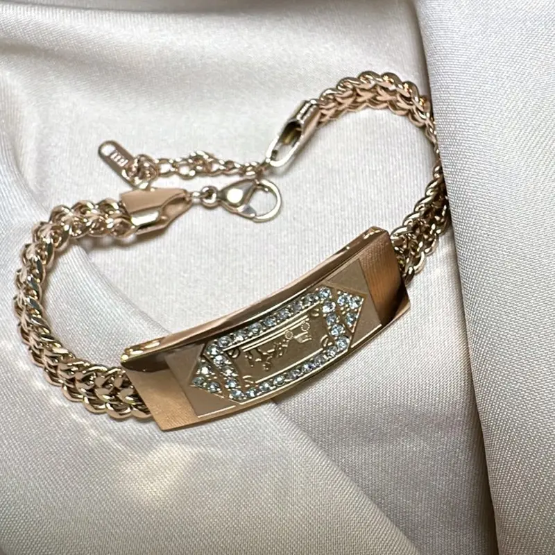 Gelang Rantai Plat Warna Rosegold Aksesoris Fashion 6