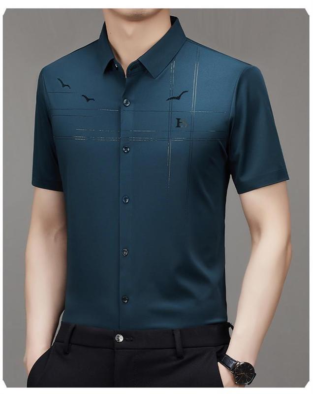 Kemeja Pria Premium: H2 Casual Formal Kerah Hitam Pria Atasan Jeans 8