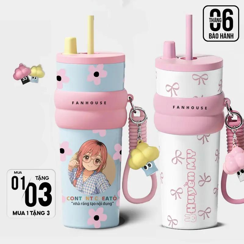  Ly giữ nhiệt Candy inox 316 cao cấp bình giữ nhiệt 710ml có ống hút Fan House khắc tên theo yêu cầu 