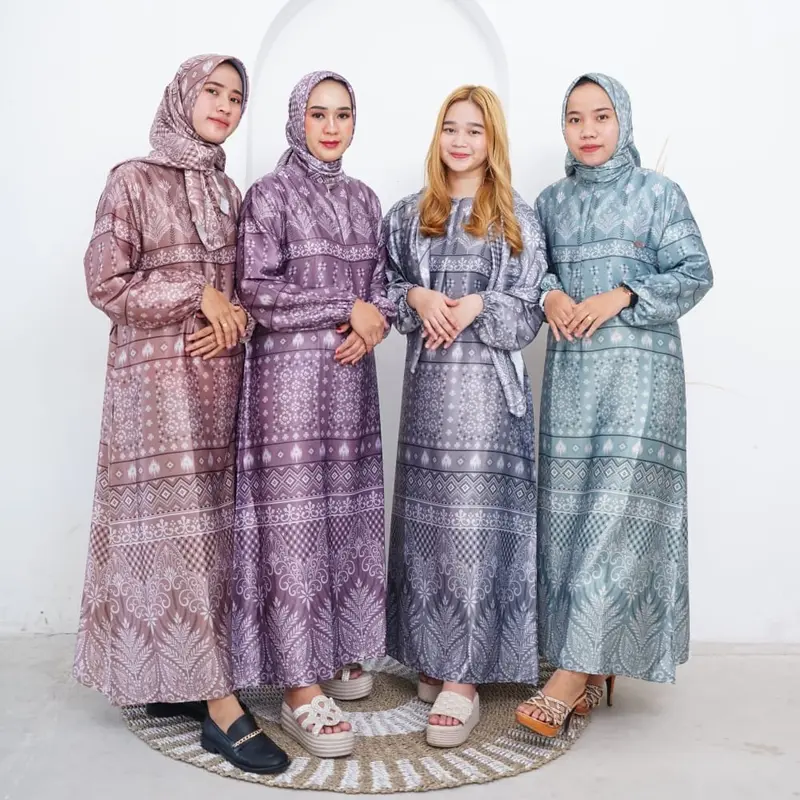 longdress zahra santorini motip busui friendly resleting depan by eriston Muslim Wanita 0