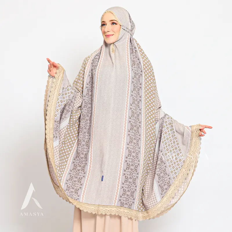 Amasya Kaluna Mukena Dewasa Premium Rayon Organic Atasan Bawahan Motif Renda Panjang Mewah Seserahan 2