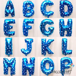 Huruf Biru 40cm Balon Foil/Balloon Alphabeth Blue 16inch/Balon Ulang Tahun