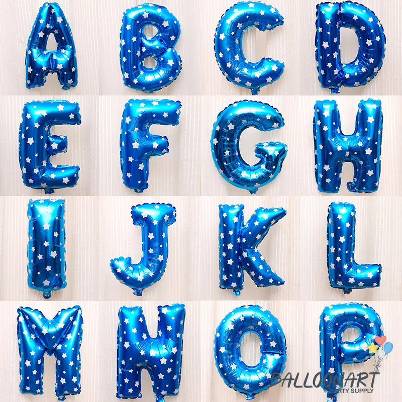 Huruf Biru 40cm Balon Foil/Balloon Alphabeth Blue 16inch/Balon Ulang Tahun