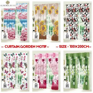 Gorden Motif Bunga Curtain Flower Dekorasi Ruangan Elegan Ukuran 100x200cm Cocok untuk Jendela dan Pintu