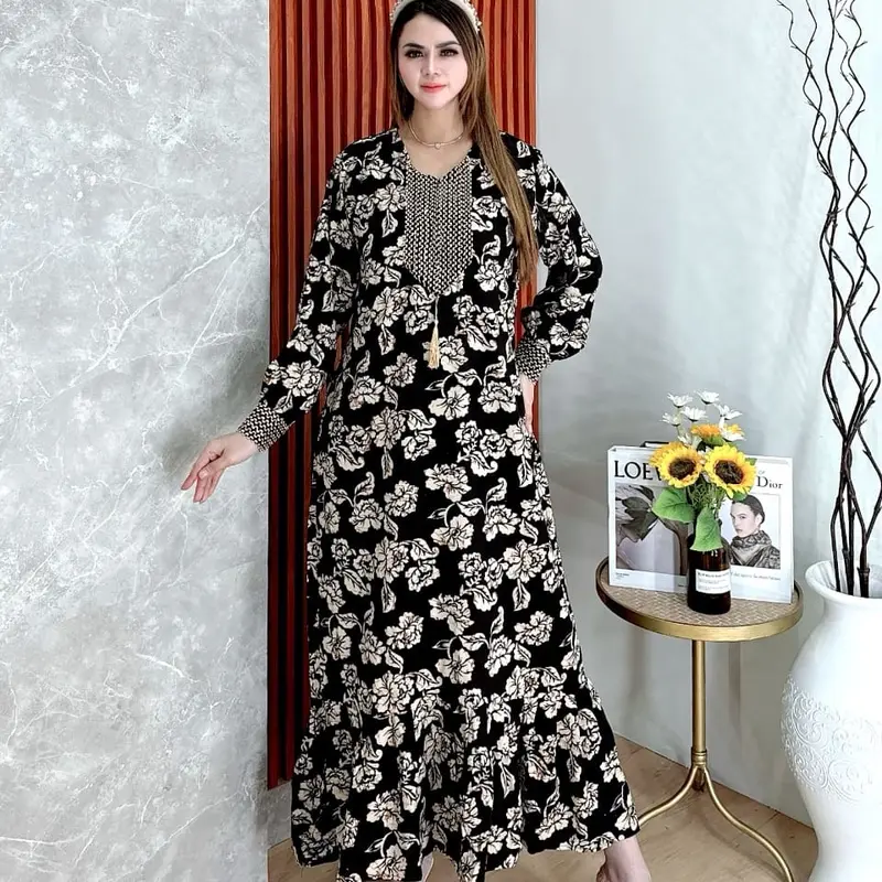 GAMIS SULTAN MOTIF PERCOKLATAN / GAMIS JUMBO 120cm Panjang Rempel 4