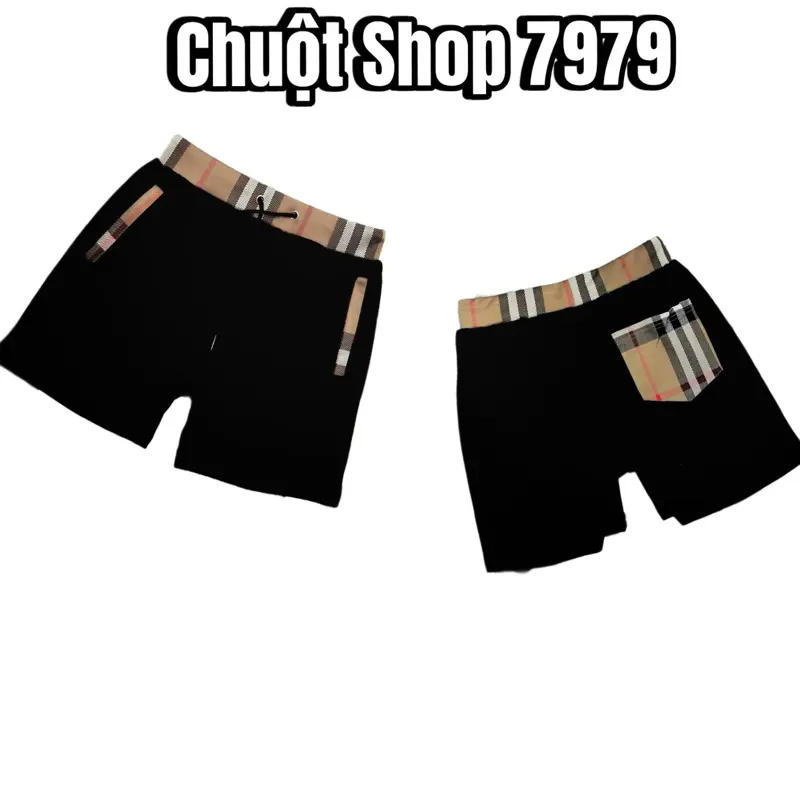 Quần short đùi Be Bê rờ trên gối  - Chất Liệu Nỉ Cua - Phối túi cạp kẻ quan 2