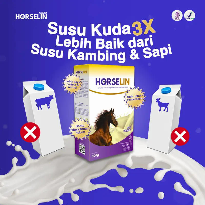 Susu Kuda untuk Pegal Linu Tulang Sendi Saraf HORSELIN Susu Kuda Liar Sumbawa Asli (200gr) 2