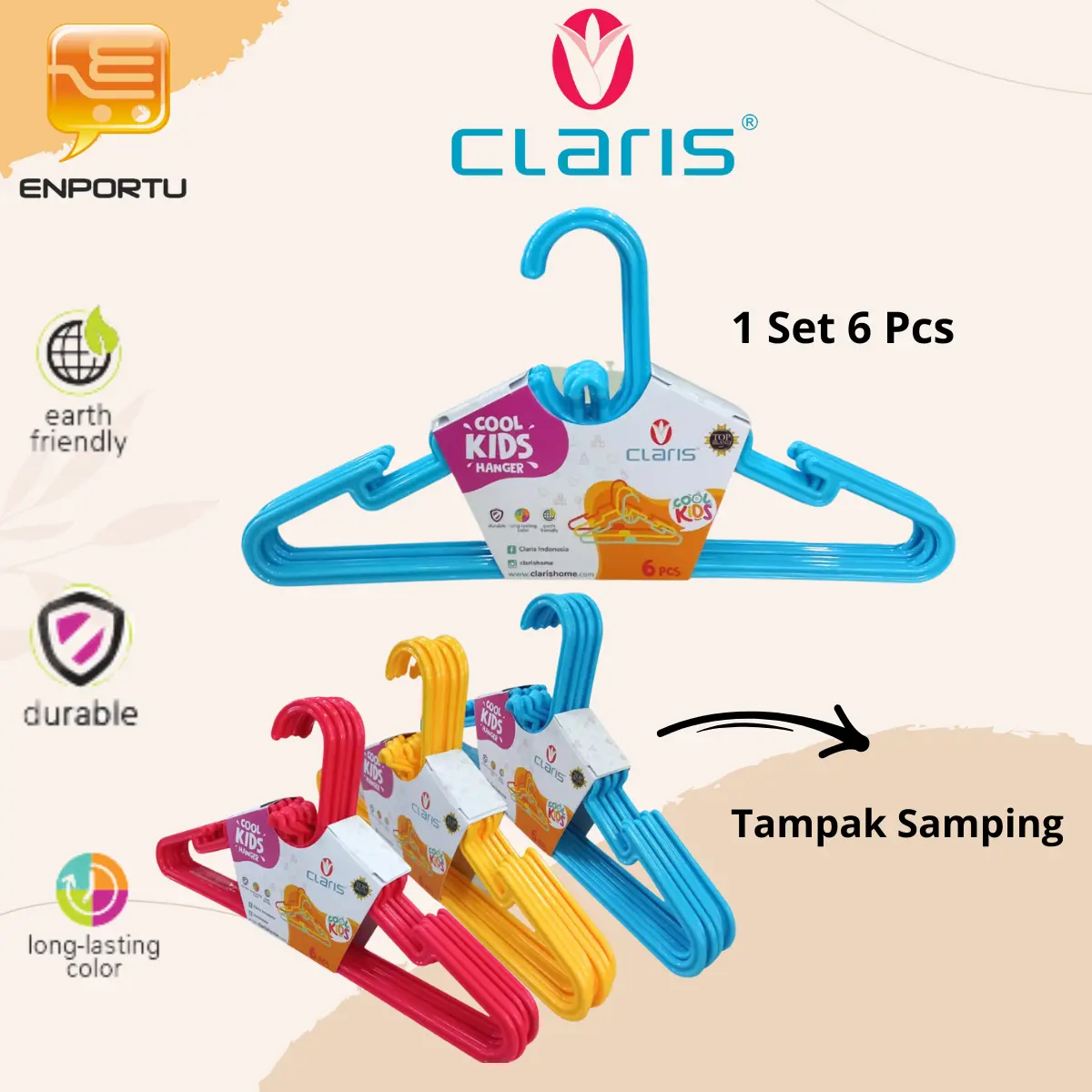 Claris Gantungan Baju Anak Kids Hanger 6 pcs - 0150-6