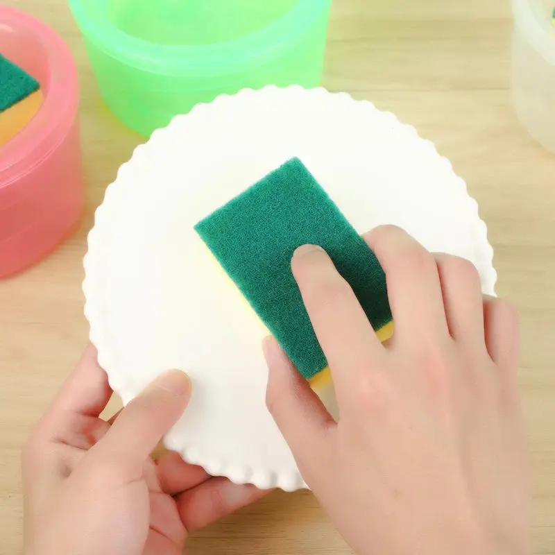 Tempat Sabun Cair Cuci Piring Bentuk Bulat Soap Pump Dispenser 2in1 1000ml + Sponge Wadah Sabun MURAH MERIAH 3