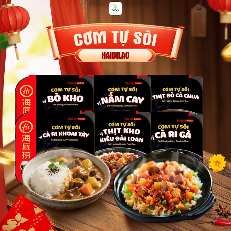  Cơm tự sôi Haidilao vị nấm cay cà ri khoai tây bò kho và cà ri gà thịt kho tự chọn 