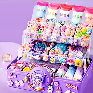 LELEBROTHER Set DIY Gantungan Kunci Keychain Set Mainan Anak Perempuan Hadiah Ulang Tahun Anak lem krim