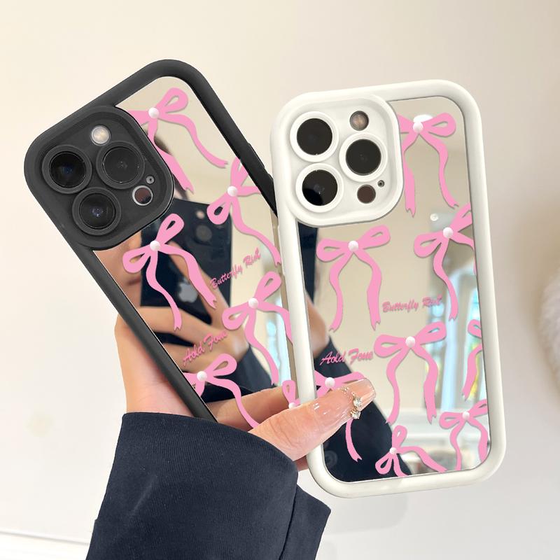 Bow Cermin Phone Case Hp Casing Softcase Compitable With Infinix Smart 8 7 6 5 Note 40 30 Hot 40 30i 10 11 Itel A70 P55 RS4 Zero 30 Tecno Spark Pova 5 20 20C Go Pro Play 2023 4G 5G C8-8009 4