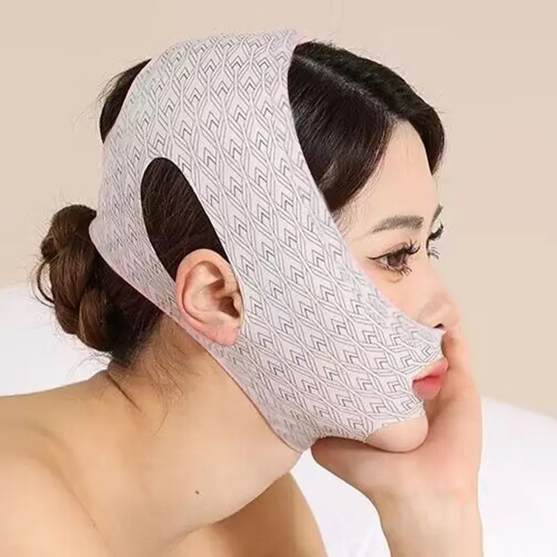 Masker Tidur Elastis Wajah V Perban Bentuk Pelangsing Wajah Wanita Pengangkat Pengencang Masker Dagu Ganda Anti Kendur Perban Lipatan Nasolabial Memudar 4