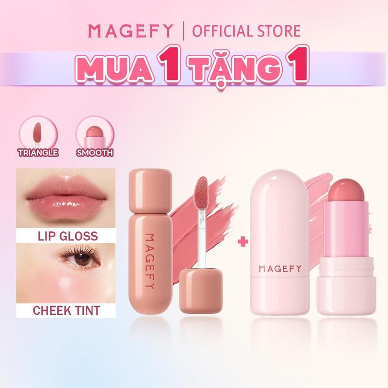  【Combo Son Nước Tint MAGEFY Lâu Trôi Không Dính Mịn Mượt + Má Hồng Dạng Thỏi 