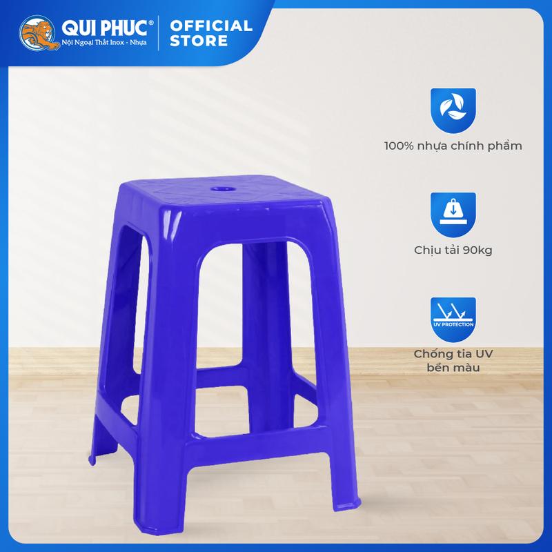 Ghế nhựa cao QUI PHÚC combo 2,4 cái mặt vuông bông tiện lợi chắc chắn chống trượt chịu lực 100kg