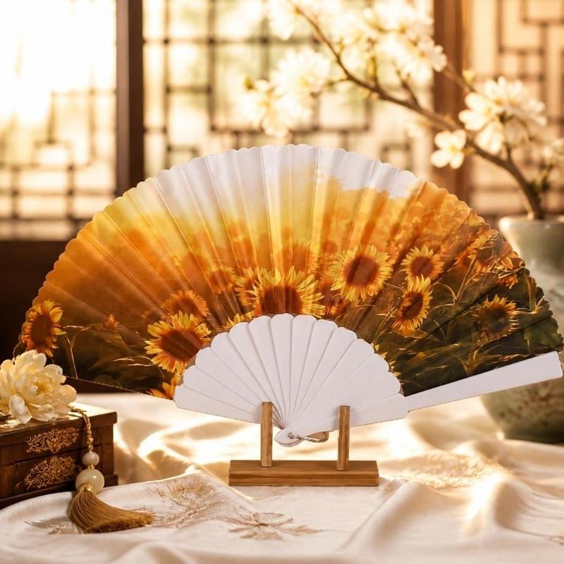 Nhẹ Hoa hướng dương Quạt gấp Có thể thu gọn Thiết bị cầm tay Người hâm mộ khiêu…