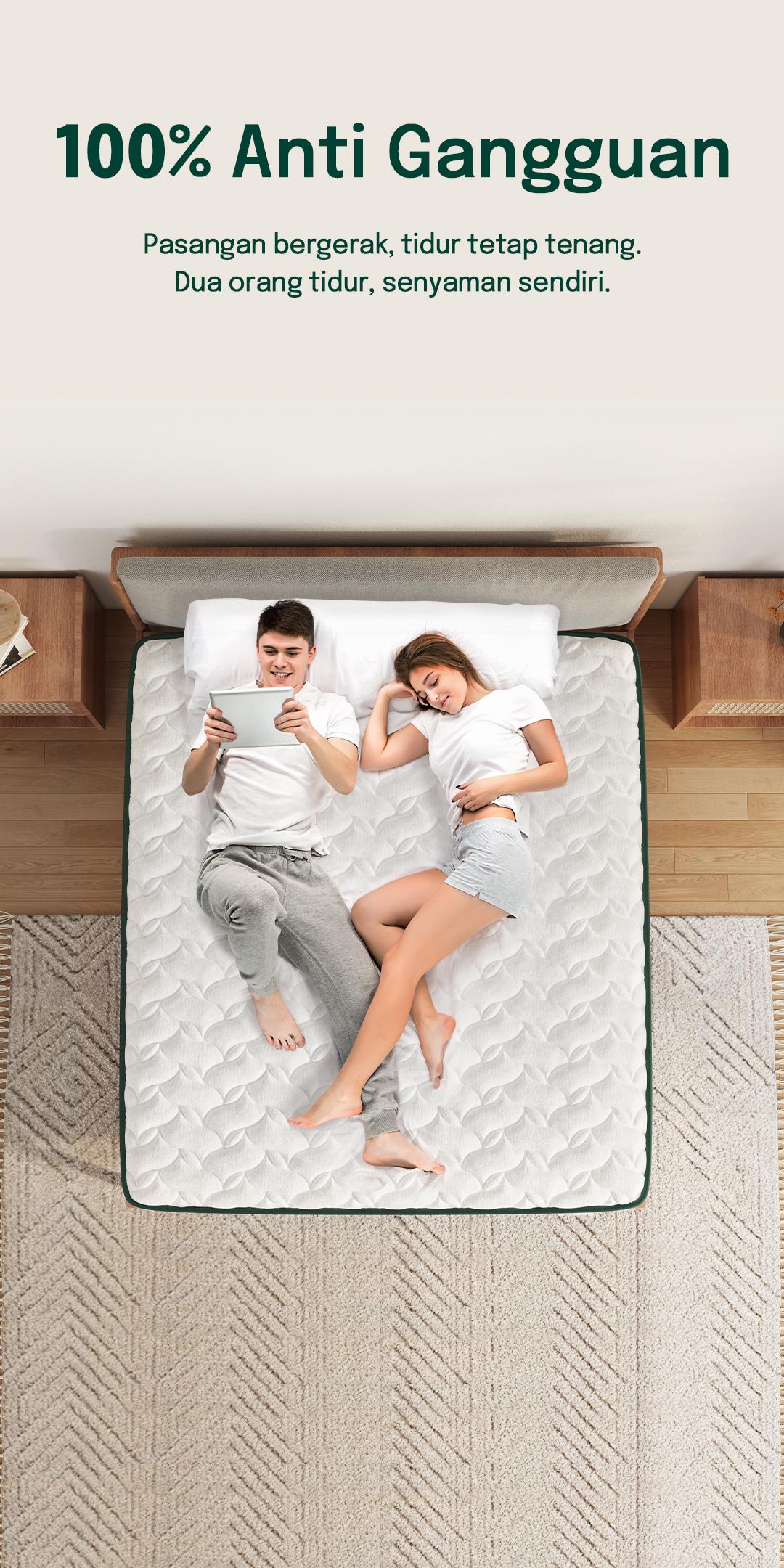 MossWood Kasur Springbed Hotel Premium Anti Goyang Tahan Lama 20cm High Density Anti Air Bonus Bantal Gratis COD