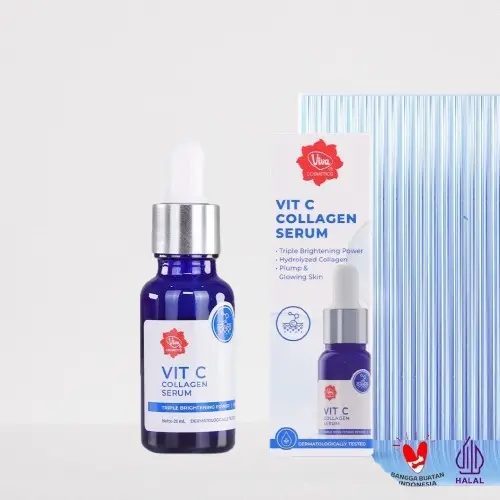 Viva Vitamin C Collagen Serum with Triple Brightening Power, 2% Vitamin C, 2% Niacinamide | Viva gold whitening serum Essence Wajah 4