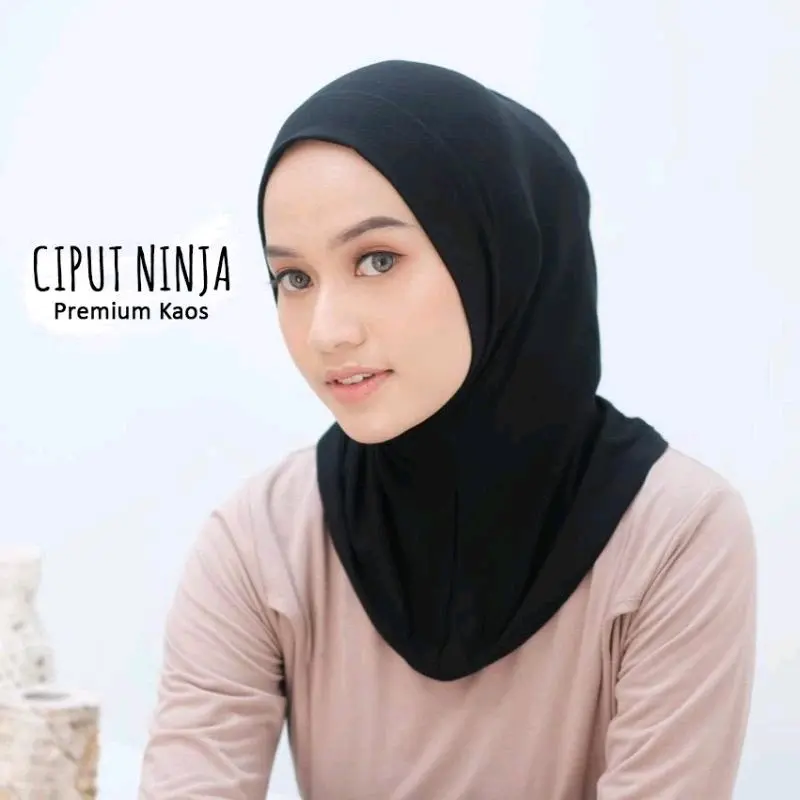 Ciput Ninja Kaos Rayon Premium No Resleting,Inner Ninja,Dalaman Leher Jilbab Instan