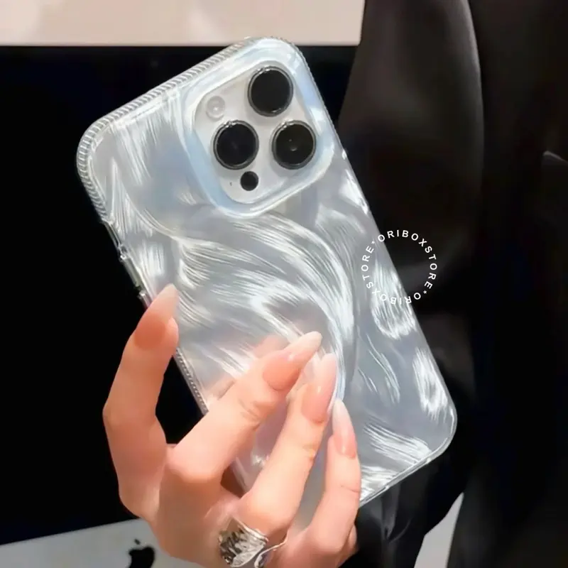 New! Silver Feather Hologram Case Iphone - Hardcase/Casing Hp Compatible For Iphone 7 8plus Se 2020 X Xr 11 12 13 14 15 16 Plus Pro Promax RCI447 6