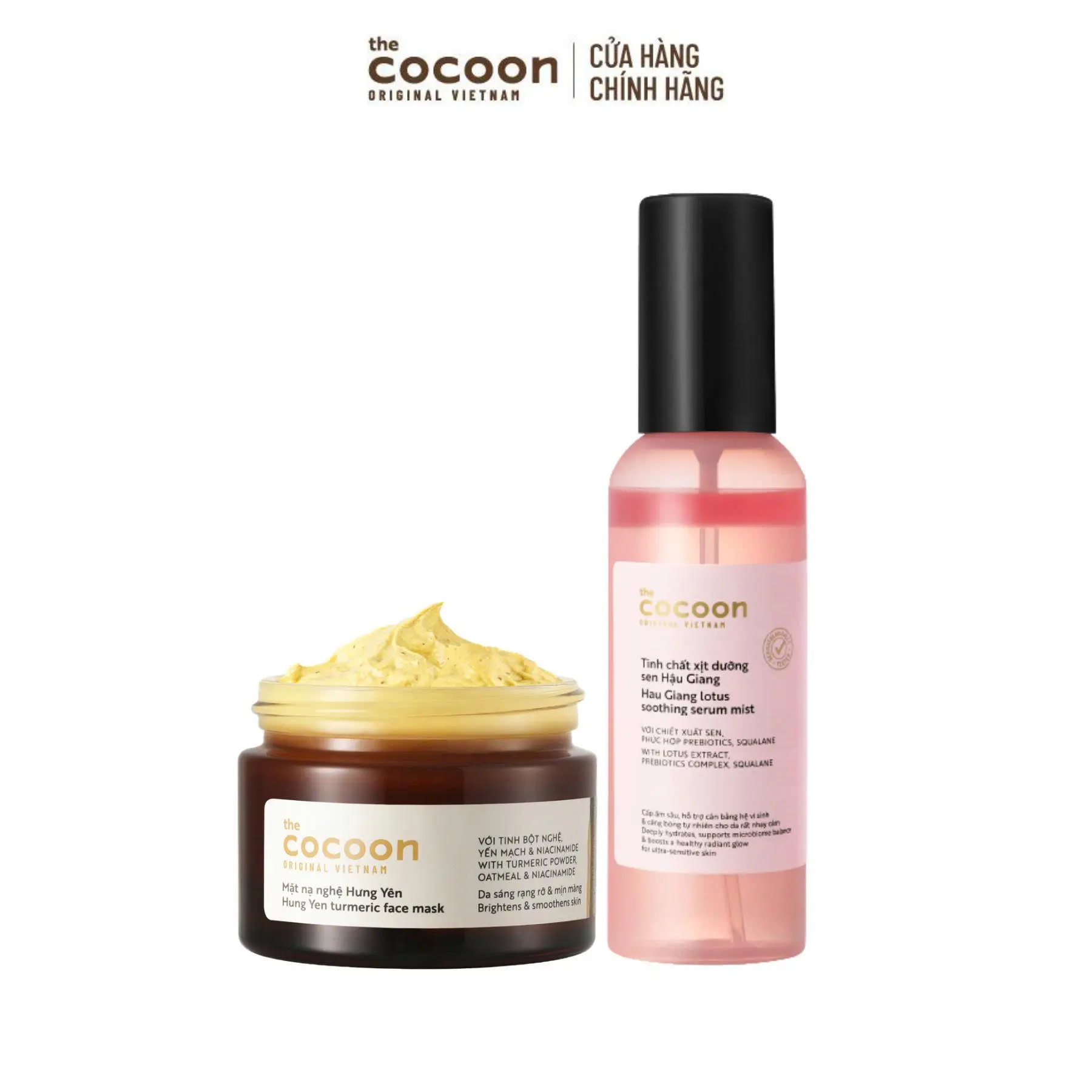 Ảnh đại diện COMBO Tinh chất xịt dưỡng sen Hậu Giang Cocoon 100ml + Mặt nạ nghệ Hưng Yên 30ml