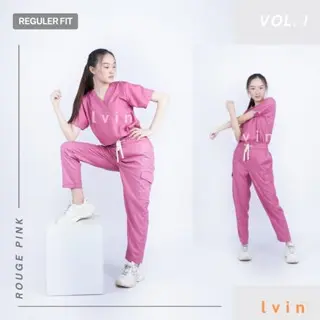 [ Lvin ] Vol I - BAJU SCRUB MEDICAL SCRUB SUIT DOCTOR'S SCRUB FOR MAN & WOMEN / Set Baju Celana Jaga OKA OK Perawat/Reguler Fit/Bright Series / Dokter Lengan Pendek [Export] 5