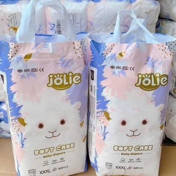 combo 2 bịch bỉm jolie , 100 chiếc bỉm quần , bỉm dán mỏng nhẹ , mèm êm thám từ 500-700ml , màn thấm 5D , Suất anh