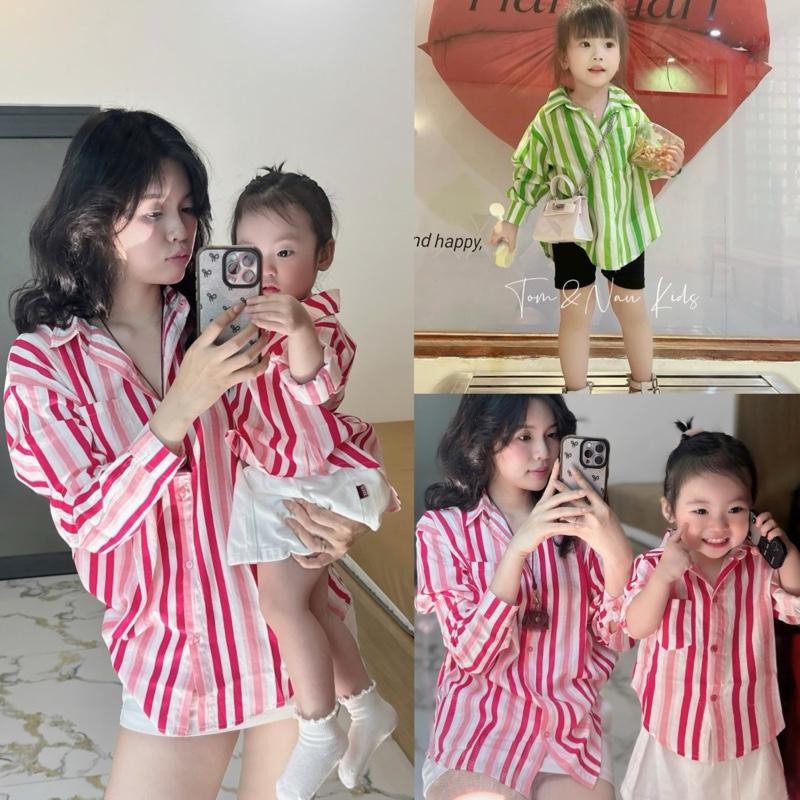  A91- Tom&Nau Kids  Áo sơ mi sọc Mẹ và bé mặc hè scực xinh - Size 9-65Kg 