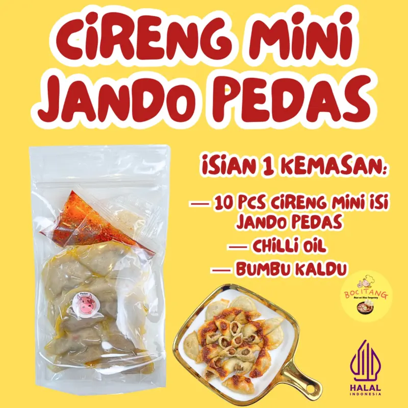 CIRENG MINI JANDO ISI 10PCS EXTRA CHILLI OIL BUMBU KALDU Food Frozen Pentol Aci Siomay 2