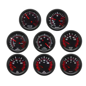 2″ 52mm Tachometer RPM Boost Gauge PSI/BAR Vacuum Water Temp Oil Temp Oil Pressure Voltmeter Smoke Lens Car Gauges Fit 12V Cars