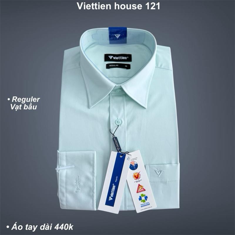 Việt Tiến áo sơ mi màu xanh ngọc ruby dài tay ngắn tay form Reguler vạt bầu