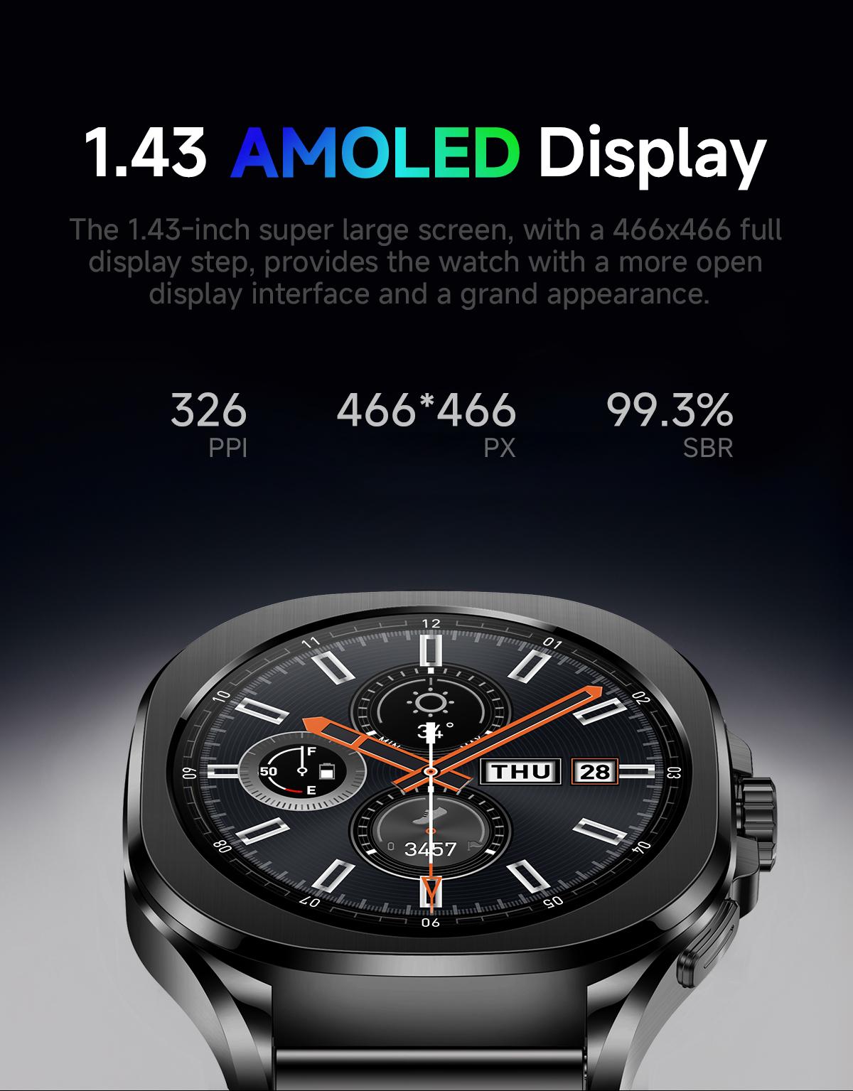 Aolon Cube AGPS Whatsapp Reply Jam Tangan Pintar Pria Layar AMOLED 1ATM Tahan Air 140 Mode Olahraga & Sensor Denyut Jantung Generasi Ketiga Smartwatch