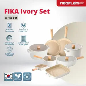 NEOFLAM FIKA Ivory Set - Set Panci Wajan Serbaguna Anti lengket Ceramic Coating